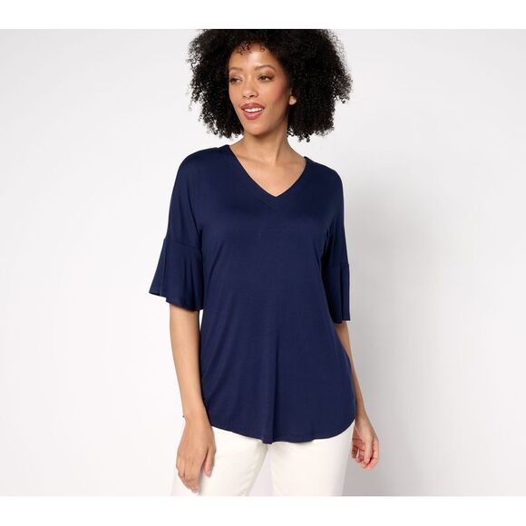 Brandis Dress Out Loud Women's Top Sz L Flutter Sleeve Blue A686163 - Picture 1 of 4